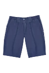 Stefano Ricci Шорты из льна синие мужские - 100% лен. молния, пуговица. два боковых кармана, два кармана сзади . Страна производитель: Италия. Уход: специализированная чистка - фото 1