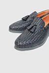 Andrea Ventura Black leather loafers for men - contrasting white sole, weave, tassels. 100% leather. Insole: leather. Country of origin: Italy. Care: specialized cleaning - photo 5