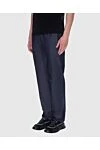 Stefano Ricci Blue cotton and silk pants for men - tucks. 77% cotton, 22% silk, 1% elastane. Closure: button, zipper. two side pockets. Country of origin: Italy. Care: specialized cleaning - photo 3