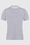 Brunello Cucinelli Gray cotton T-shirt for men - melange, piping on the collar and sleeves. 100% cotton. Country of origin: Italy. Care: specialized cleaning - photo 1