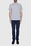 Gray cotton T-shirt for men Brunello Cucinelli - melange, piping on the collar and sleeves. 100% cotton. Country of origin: Italy. Care: specialized cleaning - photo 2