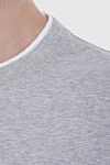 Brunello Cucinelli Gray cotton T-shirt for men - melange, piping on the collar and sleeves. 100% cotton. Country of origin: Italy. Care: specialized cleaning - photo 5