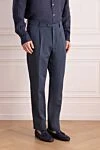 Brunello Cucinelli Blue linen and cotton pants for men - 54% linen, 46% cotton. Closure: button, zipper. two side pockets, two back pockets. Country of manufacture: Italy. Care: specialized cleaning - photo 3