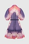 Платье с раме фиолетовое женское Zimmermann - пояс. рукава-буфы, контрастный фантазийный узор. 100% рами. Страна производитель: Италия. Уход: специализированная чистка - фото 6