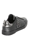 Black leather sneakers for men Dolce & Gabbana - logo, coat of arms. 100% genuine leather. lacing. Country of manufacture: Italy. Care: specialized cleaning - photo 4