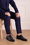 Туфли мужские из кожи и кожи крокодила синие Brioni - Фактурная кожа. 100% кожа, 100% кожа крокодила. Шнуровка. Внутренняя отделка: Кожа. Стелька: Кожа. Высота каблука: 2см. Другие материалы. Страна производитель: Италия. Уход: специализированная чистка - фото 2