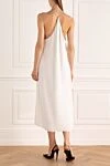 White viscose dress for women Fabiana Filippi - thin straps decorated with beads, open back. 100% viscose. Country of manufacture: Italy. Care: specialized cleaning - photo 4