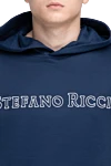 Stefano Ricci Худи мужской из хлопка и шелка синий - Вышивка логотипа бренда, контрастная отделка. Капюшон. 76% хлопок, 24% шёлк. Кулиска. Страна производитель: Италия. Уход: специализированная чистка - фото 5