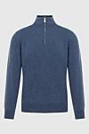 Brunello Cucinelli Cashmere troyer blue for men - 100% cashmere. Closure: Zipper. Country of manufacture: Italy. Care: specialized cleaning - photo 1