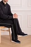 Кроссовки из шерсти синие мужские Brunello Cucinelli - контрастная подошва, контрастная вставка. 100% шерсть. шнуровка. Страна производитель: Италия. Уход: специализированная чистка - фото 2
