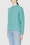 Peserico Green jumper for women - textured knitwear. 46% alpaca, 34% acrylic, 20% fleece. Country of manufacture: Italy. Care: specialized cleaning - photo 3