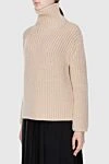 Ermanno Scervino Beige wool jumper for women - high neck. 100% wool. Country of manufacture: Italy. Care: specialized cleaning - photo 3