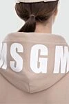 MSGM Худи из хлопка бежевое женское - капюшон, застежка кулиска, передний карман. 100% хлопок. Страна производитель: Италия. Уход: специализированная чистка - фото 5