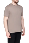 Cesare di Napoli Beige T-shirt for men - 88% cotton, 12% other fibers. Country of origin: Italy. Care: specialized cleaning - photo 3