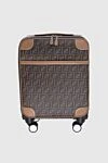 Fendi Brown leather suitcase for men - logo print. wheeled suitcase. 100% genuine leather. Handles: two handles, one retractable. outer pocket. Fastener: zipper. Country of manufacture: Italy. Care: specialized cleaning - photo 1