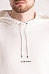 Saint Laurent Men's cotton hoodie white - Embroidered brand logo. Hood. 100% cotton. Closure: Drawstring. Country of manufacture: Italy. Care: specialized cleaning - photo 5