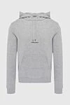 Saint Laurent Gray men's cotton hoodie - Embroidered brand logo. Hood. 100% cotton. Closure: Drawstring. Country of manufacture: Italy. Care: specialized cleaning - photo 1