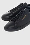 Saint Laurent Black leather sneakers for men - logo. 100% genuine leather. lacing. Country of manufacture: Italy. Care: specialized cleaning - photo 5