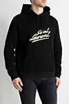 Saint Laurent Men's cotton hoodie black - Embroidered brand logo. Hood. 100% cotton. Closure: Drawstring. Country of manufacture: Italy. Care: specialized cleaning - photo 3