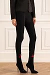 Saint Laurent Black polyamide leggings for women - ribbons. 98% polyamide, 2% elastane. elastic belt. Country of manufacture: Italy. Care: specialized cleaning - photo 3