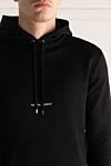 Saint Laurent Men's cotton hoodie black - Embroidered brand logo. Hood. 100% cotton. Closure: Drawstring. Country of manufacture: Italy. Care: specialized cleaning - photo 5