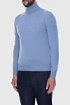 Cesare di Napoli Golf men's wool and cashmere blue - High neck. 90% wool, 10% cashmere. Country of manufacture: Italy. Care: specialized cleaning - photo 3