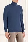 Cesare di Napoli Golf men's cashmere blue - High neck. 100% cashmere. Country of manufacture: Italy. Care: specialized cleaning - photo 3