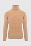 Cesare di Napoli Golf men's cashmere orange - Geometric pattern, knitting. High neck. 100% cashmere. Country of manufacture: Italy. Care: specialized cleaning - photo 1