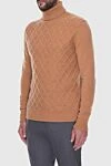 Cesare di Napoli Golf men's cashmere orange - Geometric pattern, knitting. High neck. 100% cashmere. Country of manufacture: Italy. Care: specialized cleaning - photo 3