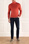 Golf men's wool orange Cesare di Napoli - High neck. 100% wool. Country of manufacture: Italy. Care: specialized cleaning - photo 2