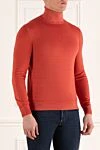 Cesare di Napoli Golf men's wool orange - High neck. 100% wool. Country of manufacture: Italy. Care: specialized cleaning - photo 3