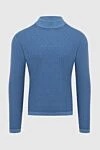 Cesare di Napoli Men's jumper with a high stand-up collar made of wool, blue - High collar stand. 100% wool. Country of manufacture: Italy. Care: specialized cleaning - photo 1