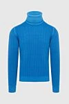 Cesare di Napoli Men's blue wool golf - Rib. High neck. 100% wool. Country of manufacture: Italy. Care: specialized cleaning - photo 1