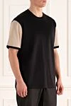 Limitato Black cotton T-shirt for men - sleeves of a different color, contrasting trim. 100% cotton. Country of manufacture: Italy. Care: specialized cleaning - photo 3