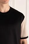 Limitato Black cotton T-shirt for men - sleeves of a different color, contrasting trim. 100% cotton. Country of manufacture: Italy. Care: specialized cleaning - photo 5