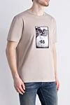 Limitato Beige cotton T-shirt for men - print. 100% cotton. Country of manufacture: Italy. Care: specialized cleaning - photo 3