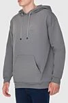 Limitato Sweatshirt cotton gray for men - 95% cotton, 5% elastane. drawstring hood. Country of manufacture: Italy. Care: specialized cleaning - photo 3