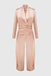 Fendi Women's pink silk trouser suit - tucks. 100% silk. belt. Country of manufacture: Italy. Care: specialized cleaning - photo 1