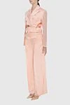 Fendi Women's pink silk trouser suit - tucks. 100% silk. belt. Country of manufacture: Italy. Care: specialized cleaning - photo 3