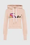 Fendi Pink cotton hoodie for women - logo. hood, drawstring closure. 100% cotton. Country of manufacture: Italy. Care: specialized cleaning - photo 1