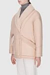 Blancha Women's beige shearling coat with concealed buttons - 100% natural leather, 100% natural fur. Buttons. 2. Country of manufacture: Italy. Care: specialized cleaning - photo 3