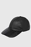 Cesare di Napoli Black crocodile leather cap for men - Textured leather. 100% crocodile skin. Country of origin: Italy. Care: specialized cleaning - photo 3