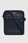 Cesare di Napoli Shoulder bag in calfskin blue for men - Braided, patch with brand logo. adjustable belt. 100% genuine leather. Two compartments. Fastener: Zipper. Country of origin: Italy. Care: specialized cleaning - photo 1