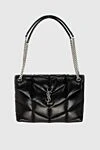 Saint Laurent Black leather bag for women - textured leather, metal logo. genuine leather. Fastener: magnetic button. Country of manufacture: Italy. Care: specialized cleaning - photo 1