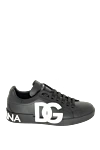 Dolce & Gabbana Portofino sneakers with textured logo black leather men - Company logo. 100% genuine leather. Rubber. Lace. Country of manufacture: Italy. Care: specialized cleaning - photo 1