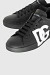 Dolce & Gabbana Portofino sneakers with textured logo black leather men - Company logo. 100% genuine leather. Rubber. Lace. Country of manufacture: Italy. Care: specialized cleaning - photo 5