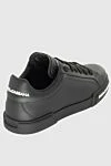 Black leather sneakers for men Dolce & Gabbana - Logo patch . 100% genuine leather . Closure: Lace-up . Sole height: 2cm . Rubber . Insole: Leather. Country of manufacture: Italy. Care: specialized cleaning - photo 4