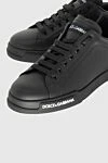 Dolce & Gabbana Black leather sneakers for men - Logo patch . 100% genuine leather . Closure: Lace-up . Sole height: 2cm . Rubber . Insole: Leather. Country of manufacture: Italy. Care: specialized cleaning - photo 5