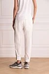 White cotton sports pants for women Brunello Cucinelli - stripes. 93% cotton, 7% polyamide. Closure: drawstring. two side pockets on trousers. Country of origin: Italy. Care: specialized cleaning - photo 4