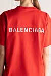 Футболка из хлопка красная женская Balenciaga - логотип. 100% хлопок. Страна производитель: Франция. Уход: специализированная чистка - фото 6